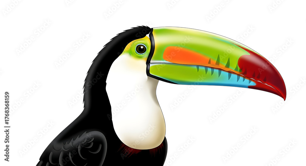 Naklejka premium Colorful toucan bird head isolated on transparent background