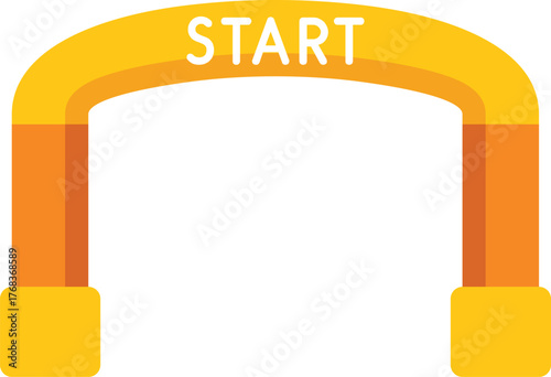 Inflatable yellow finish line arch signifying the starting point of a marathon, race, or competition