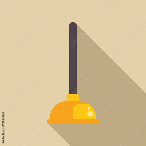 Simple and effective plunger tool with a long handle, designed for unclogging drains and pipes in bathrooms and kitchens