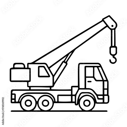 Simple Line Art Icon of a Mobile Truck Crane