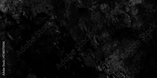 Black stone concrete grunge texture and backdrop  anthracite panorama,  black and white decorative plaster abstract grey color design, light with gradient background, old loft style raw concrete wall.