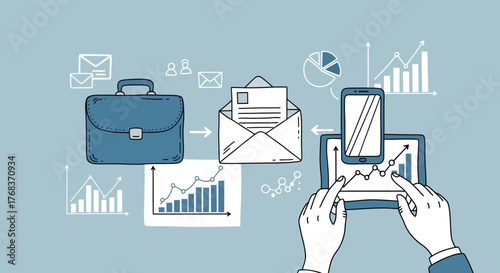 Business transformation strategy illustrating communication and financial growth concept