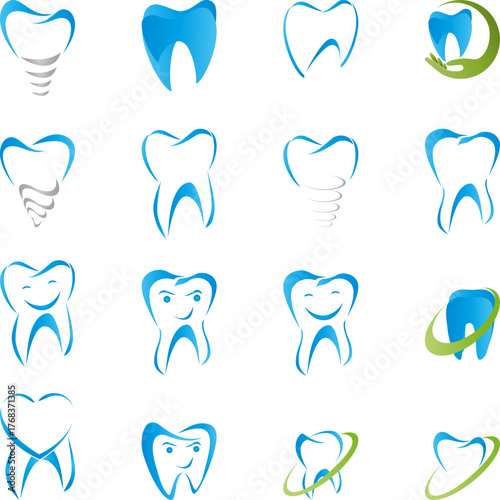 Eine Sammlung verschiedener Zähne, Zahn, Logo, Icon, Logos Sammlung, Zahnarzt Logo