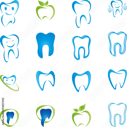 Eine Sammlung verschiedener Zähne, Zahn, Logo, Icon, Logos Sammlung