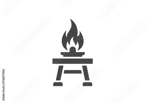 Illustration of a burning altar isolated on white background, representing sacrifice, spirituality, and religious rituals in various cultural contexts