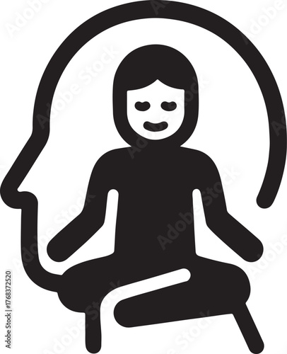 Mental wellness meditation icon vector for mindfulness, relaxation, and healthy lifestyle design.