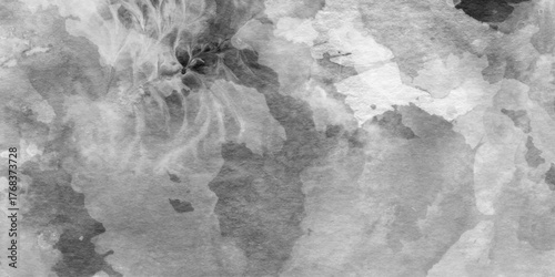 Abstract white and grey watercolor for background, grunge paint isolated on a transparent, black watercolor and ink cloud blot on transparent background, black powder explosion on white background.