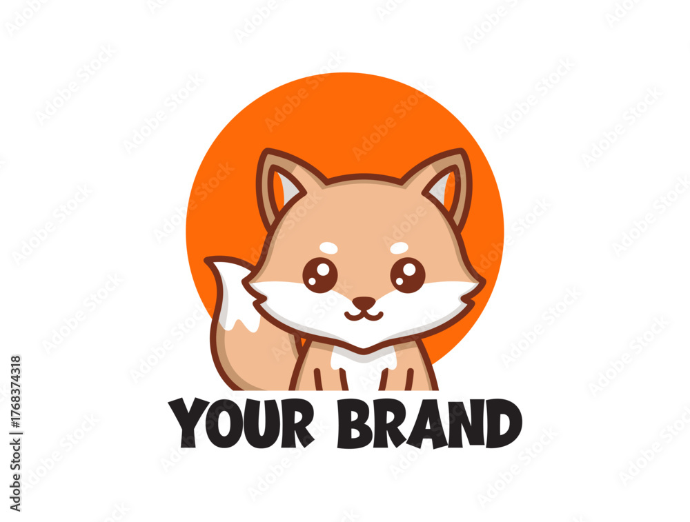 Obraz premium Cute cartoon fox logo design