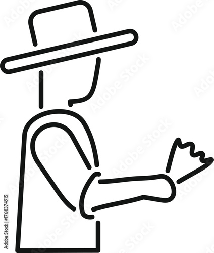 Street artist wearing hat holding out hat asking for money donation