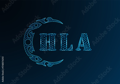 Low poly letter logo HLA design. HLA letter logo low poly vector design on blue color gradient background. HLA logo low poly design