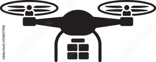 Silhouette icon of a drone delivering a package