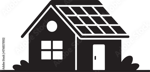 Eco house silhouette icon for sustainable design