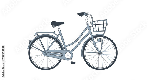 Charming vintage-style bicycle illustration with a basket, evoking nostalgia and simplicity