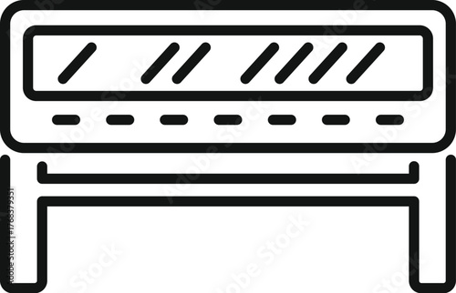 Electronic amplifier device playing music with volume control displaying sound waves, outline style icon