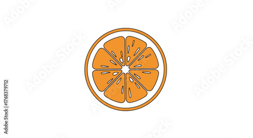 Vibrant Orange Citrus Fruit Slice Graphic Illustration on White Background Design