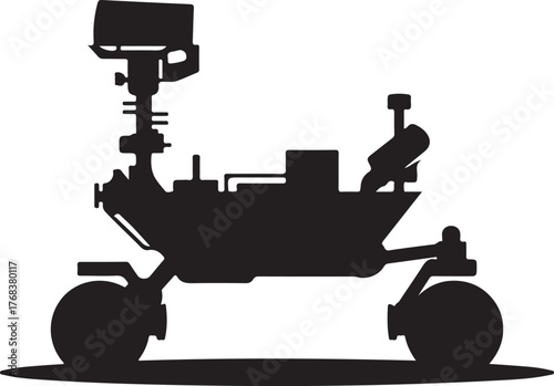 Clean cut silhouette icon of a mars rover