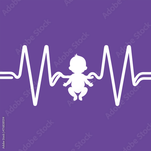 Purple ribbon and baby silhouette vector design pack for World Prematurity Day, preterm birth awareness, healthcare and charity campaign art