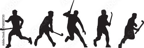 Field Hockey Players Silhouettes Action Poses
