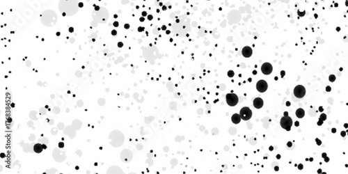 Abstract black and gray ink blots on white background, splatter splash paint transparent overlay background, pattern of black ink splatters watercolor splash  creating a swirling, dynamic effect.