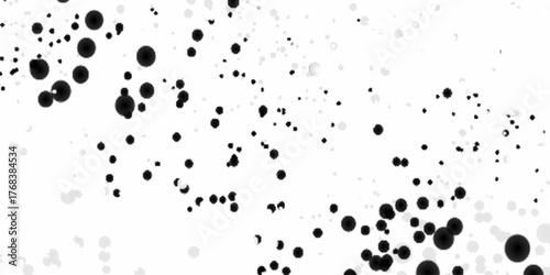 Abstract black and gray ink blots on white background, splatter splash paint transparent overlay background, pattern of black ink splatters watercolor splash  creating a swirling, dynamic effect.