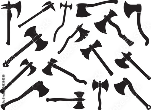 Collection of Axe Silhouettes in Black
