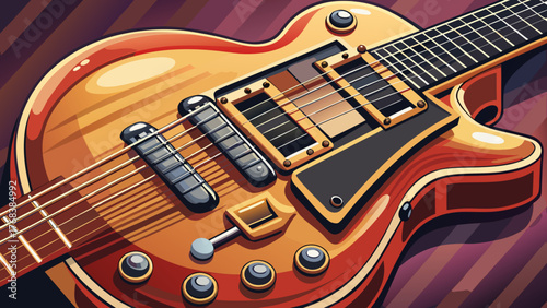 Very beautiful, close-up of a guitar, highlighting detailed strings, frets, body texture, and craftsmanship, capturing the elegance and artistry of the musical instrument for performance and design 