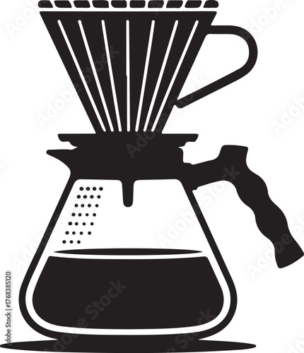 Minimalist silhouette of a pour over coffee dripper