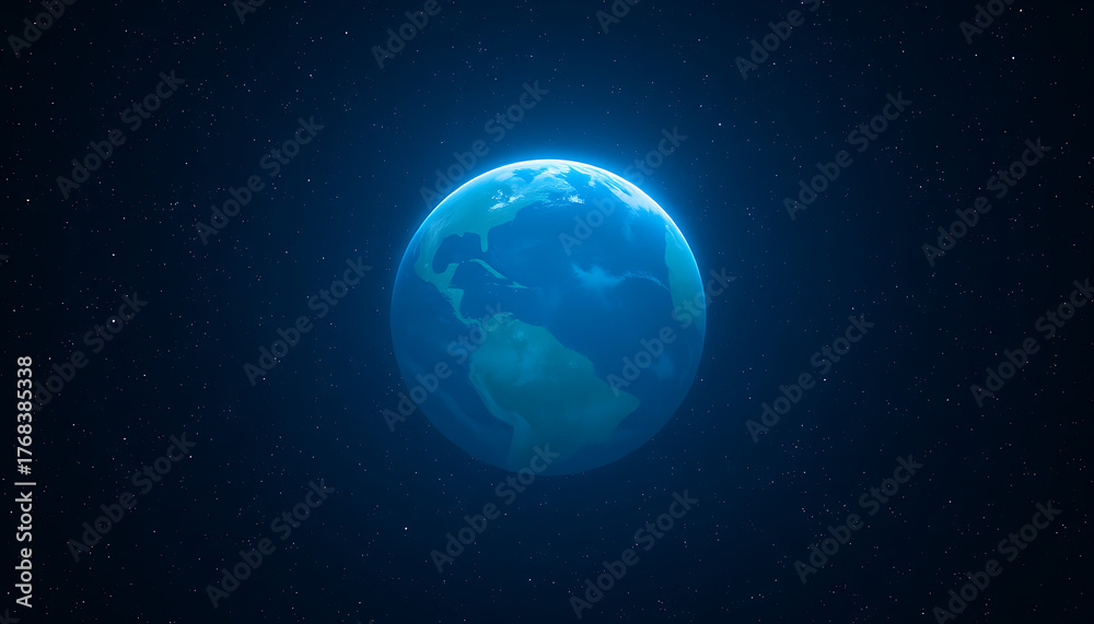 Fototapeta premium Mysterious glowing blue orb suspended in the vast darkness of space