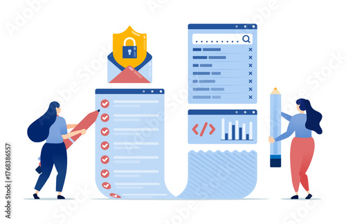 Filling out secure email surveys and feedback forms with checklist reviews
