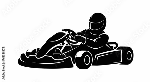 Go Kart Silhouette Vector Driver Leaning Forward Black