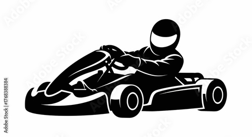Go Kart Silhouette Vector Driver Leaning Forward Black