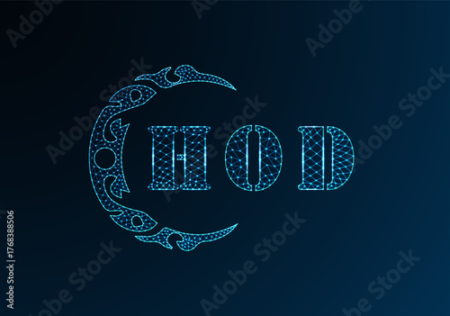 Low poly letter logo HOD design. HOD letter logo low poly vector design on blue color gradient background. HOD logo low poly design
