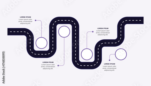 Business roadmap timeline infographic with 4 steps for presentation.