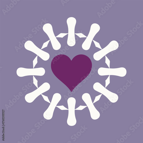 Tiny baby footprints, heart ribbon, caregiver hands, preemie support, awareness icons and solid color vector collection for World Prematurity Day