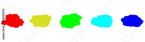 Set of abstract watercolor water splash on a white background. watercolor circles brash multicolored.  solid brushstroke, splash vector