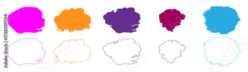 Set of abstract watercolor water splash on a white background. watercolor circles brash multicolored.  solid brushstroke, splash vector