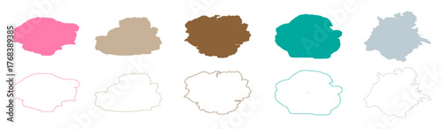 Set of abstract watercolor water splash on a white background. watercolor circles brash multicolored.  solid brushstroke, splash vector