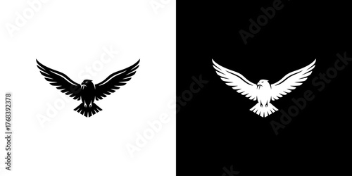 Black and white bird silhouettes on split