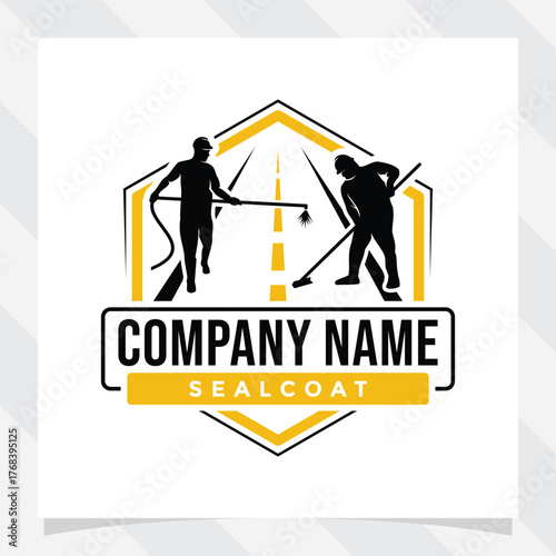Seal coating, Lot striping, Line striping badge logo design. Emblem vector illustration.