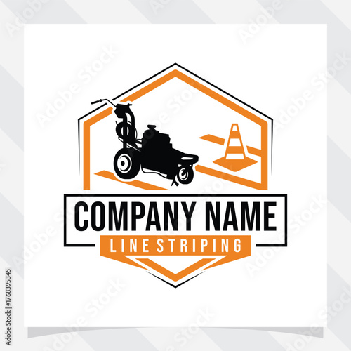 Seal coating, Lot striping, Line striping badge logo design. Emblem vector illustration.