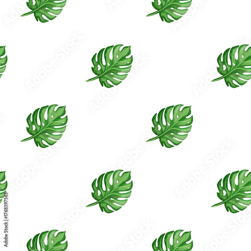 Monstera leaves pattern on a black background showcasing vibrant greenery and natural beauty in design