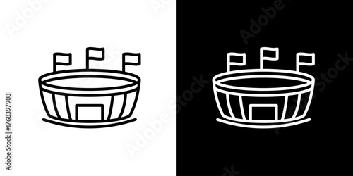 Stadium Icon Set Vector Illustrations for Sporting Event, Arena, and Venue Design