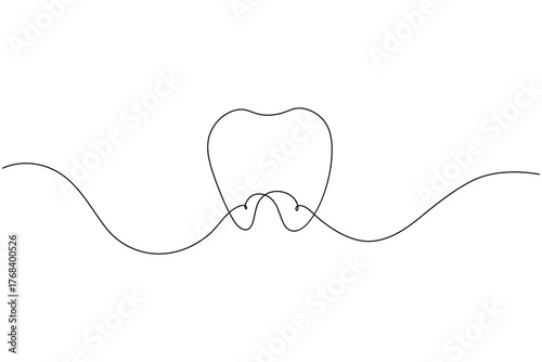 Dental tooth icon simple one line art design isolated on white background
