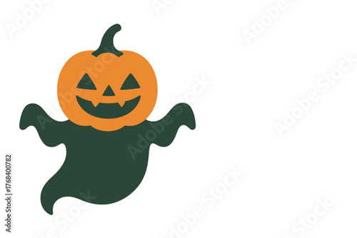 ハロウィンのカボチャのお化け。ジャックオランタン。コピースペース。（Halloween pumpkin ghost. jack o lantern and copy space.）