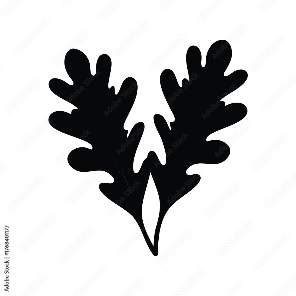 Obraz premium Elegant black silhouette of two deeply lobed leaves on a white background