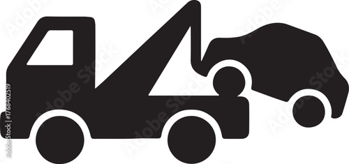 Tow Truck, Roadside Assistance, and Vehicle Towing Silhouette