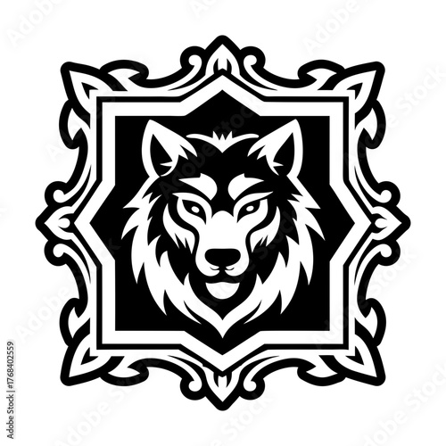 A solid style icon depicting a wolf face
