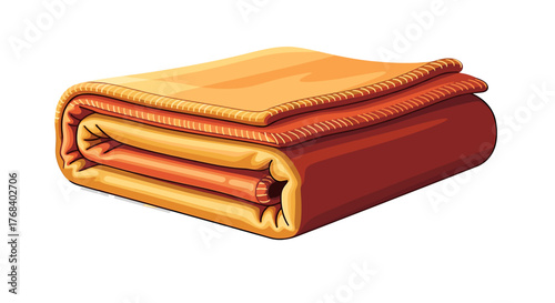 A folded blanket with hues of golden orange, red, and yellow, suggesting comfort and warmth in a minimalist cartoon style.