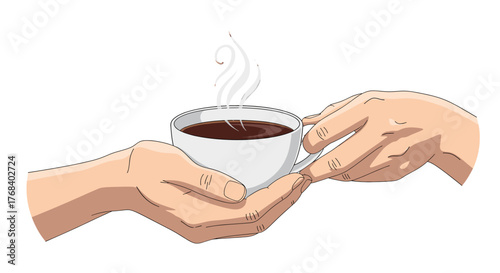 A person holding a steaming cup of dark liquid, offering a moment of warmth and comfort on a dark, cold backdrop.