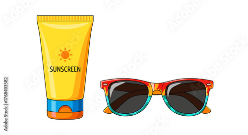 Summer essentials are sunscreen and sunglasses, shielding from the sun's rays, ensuring safe, stylish outdoor fun.